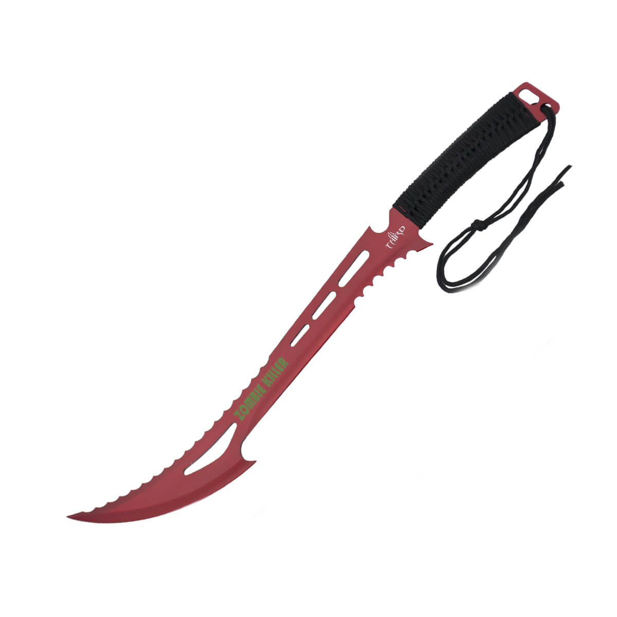 Machete Zombie Killer con hoja roja de 44 cm y puño de color negr...