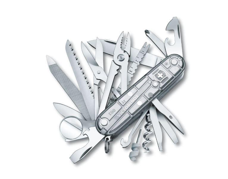 Navaja de bolsillo Victorinox Swiss Champ transparente plateada