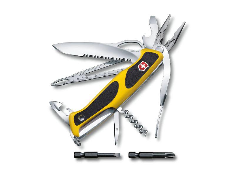 Navaja de bolsillo Victorinox Ranger Grip Boatsman negra y amarilla