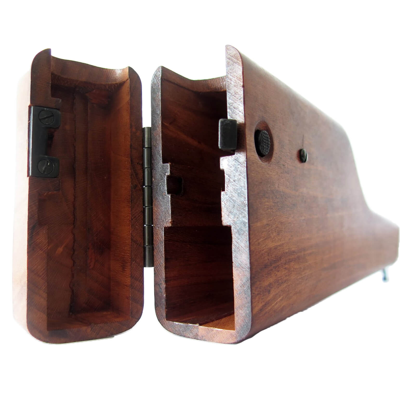 Pistola C96, Alemanha 1896 fabricada em metal com cabos de madeira e estojo