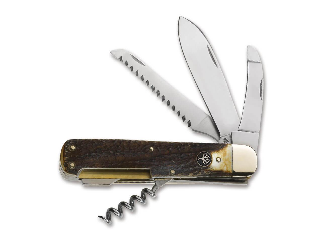 Boker Hunters Knife Quadro CPM multi-purpose knife with stag horn...
