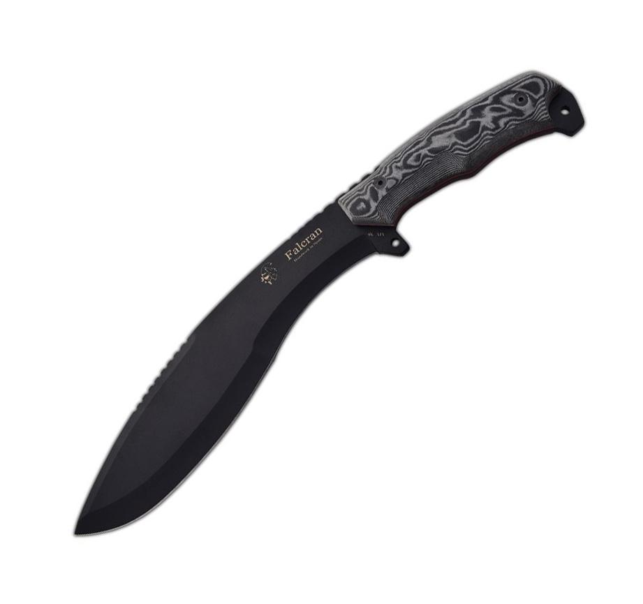 JV Falcran Machete táctico con mango de micarta negra y hoja negr...
