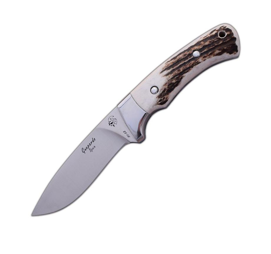 JV Guepardo Cuchillo de caza con mango de asta de ciervo