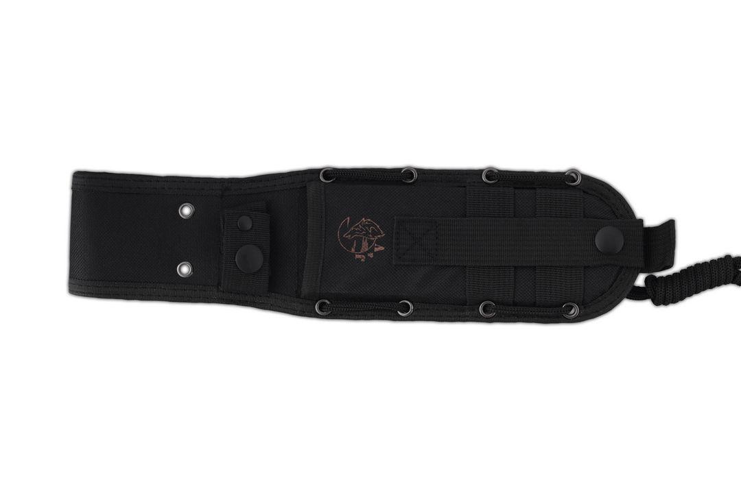 JV Chacal cuchillo bushcraft con mango de micarta naranja y funda de cordura