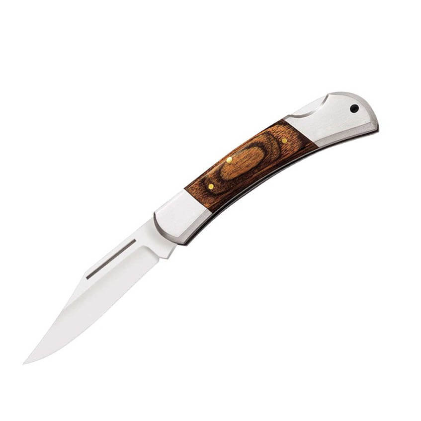 Navaja de caza con mango de madera de pakka y hoja de 7,5 cm con ...