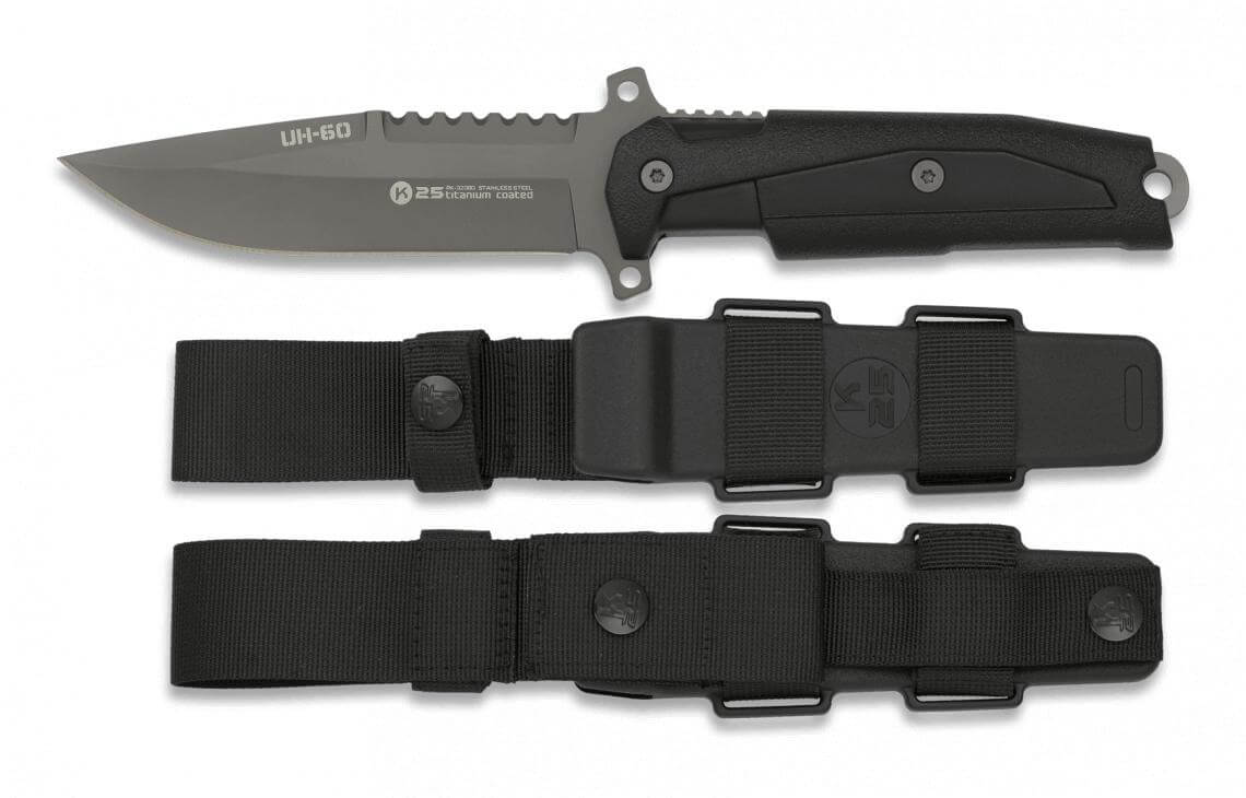 Cuchillo K25 tactico UH-60 con funda rígida incluida y hoja de 11,5 cm