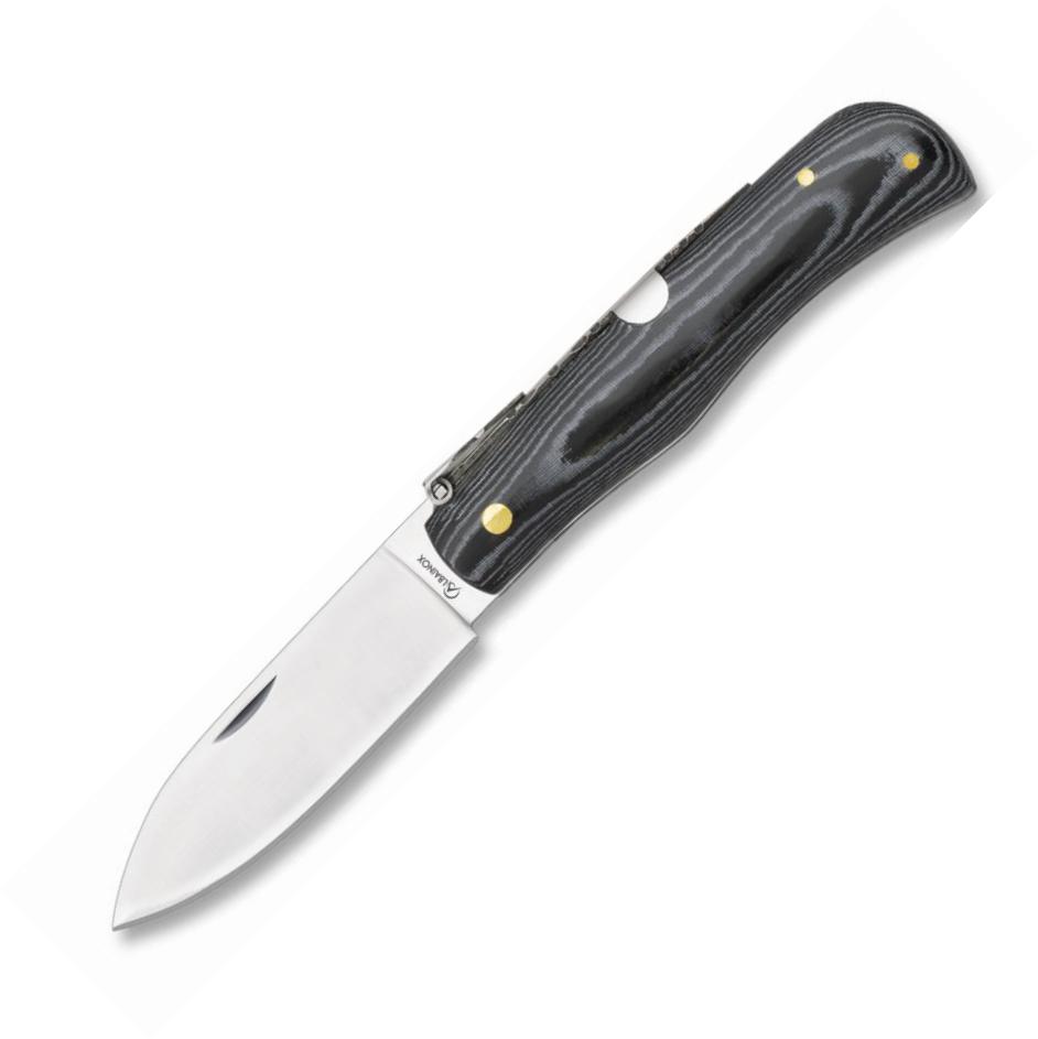 ALBAINOX Pen Knife mit Griff aus schwarzem Micarta mit Billet Lock und 8,3 cm langer Klinge aus Kohlenstoffstahl