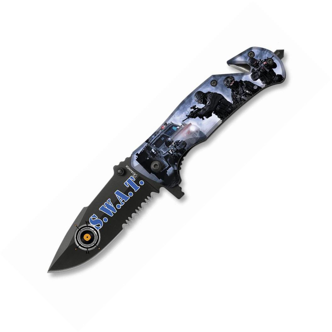Navaja táctica Albainox con impresión 3D SWAT, FOS y hoja de 8,2 ...