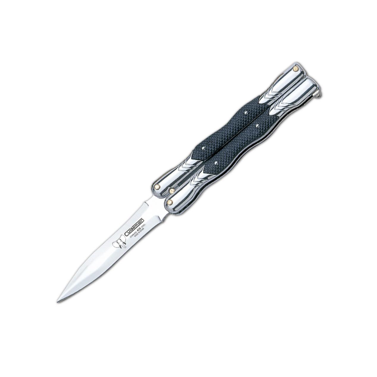 Couteau de poche papillon Cudeman. Manche en ABS noir. 8,5 cm. Za...