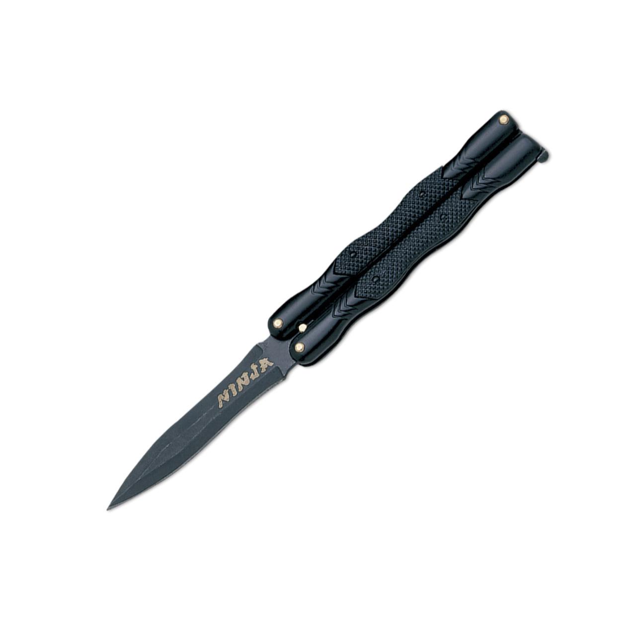 Couteau de poche papillon Cudeman. Manche en ABS noir. 8,5 cm. Za...