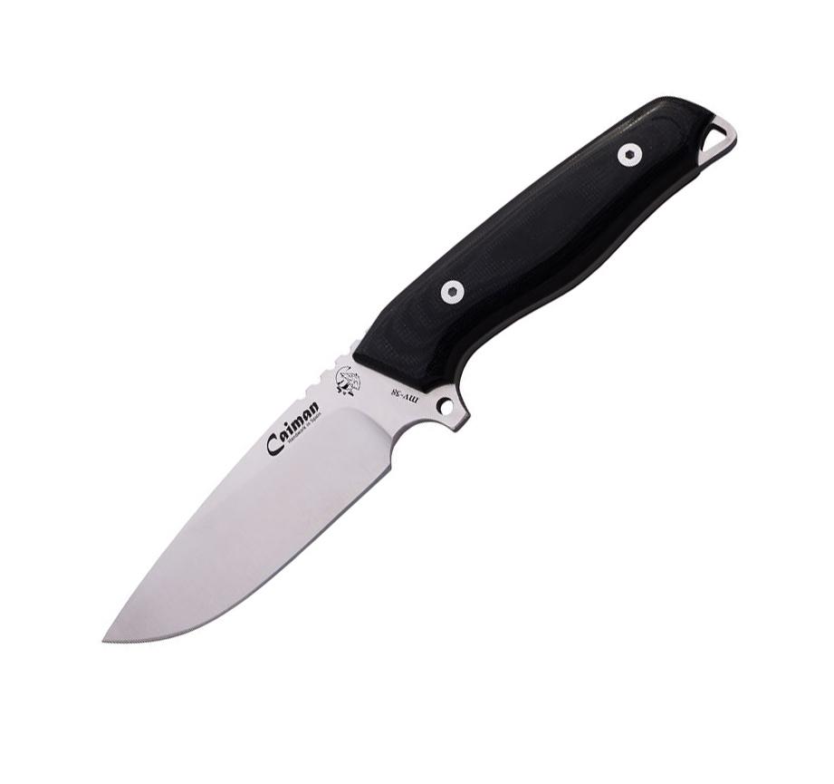 Coltello JV Caiman con manico TRF nero e fodero in Cordura