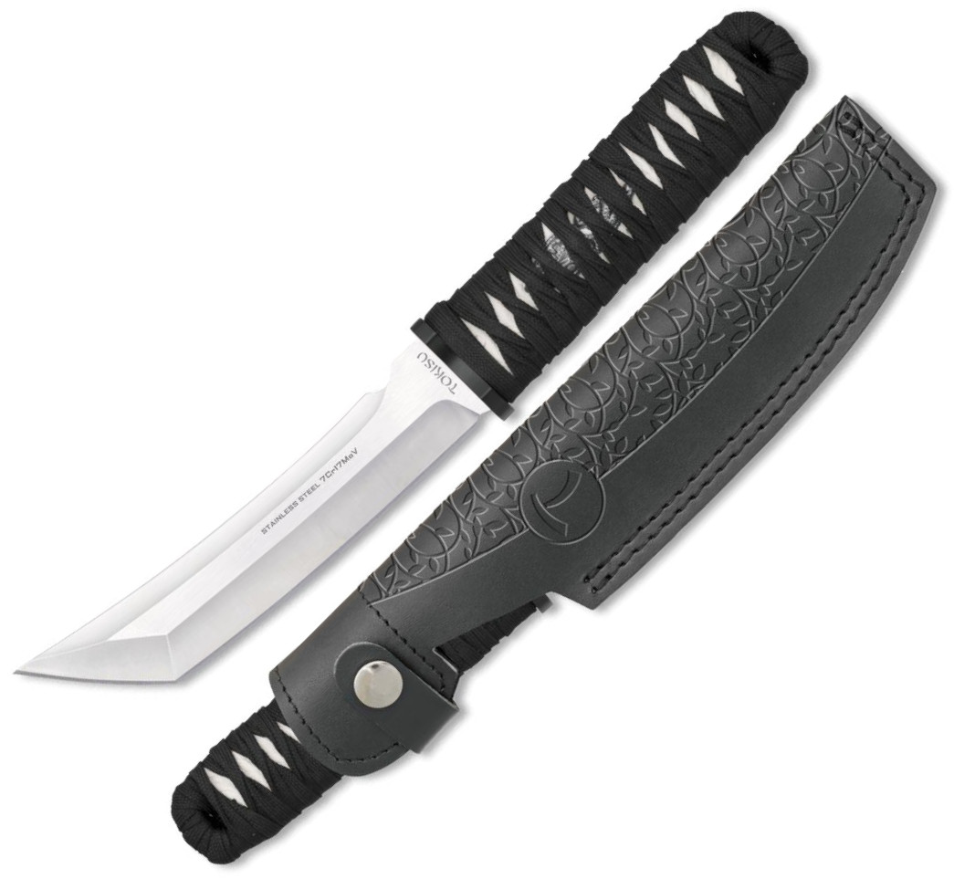 Couteau TOKISU avec étui en cuir. Longueur de lame de 15,3 cm et ...