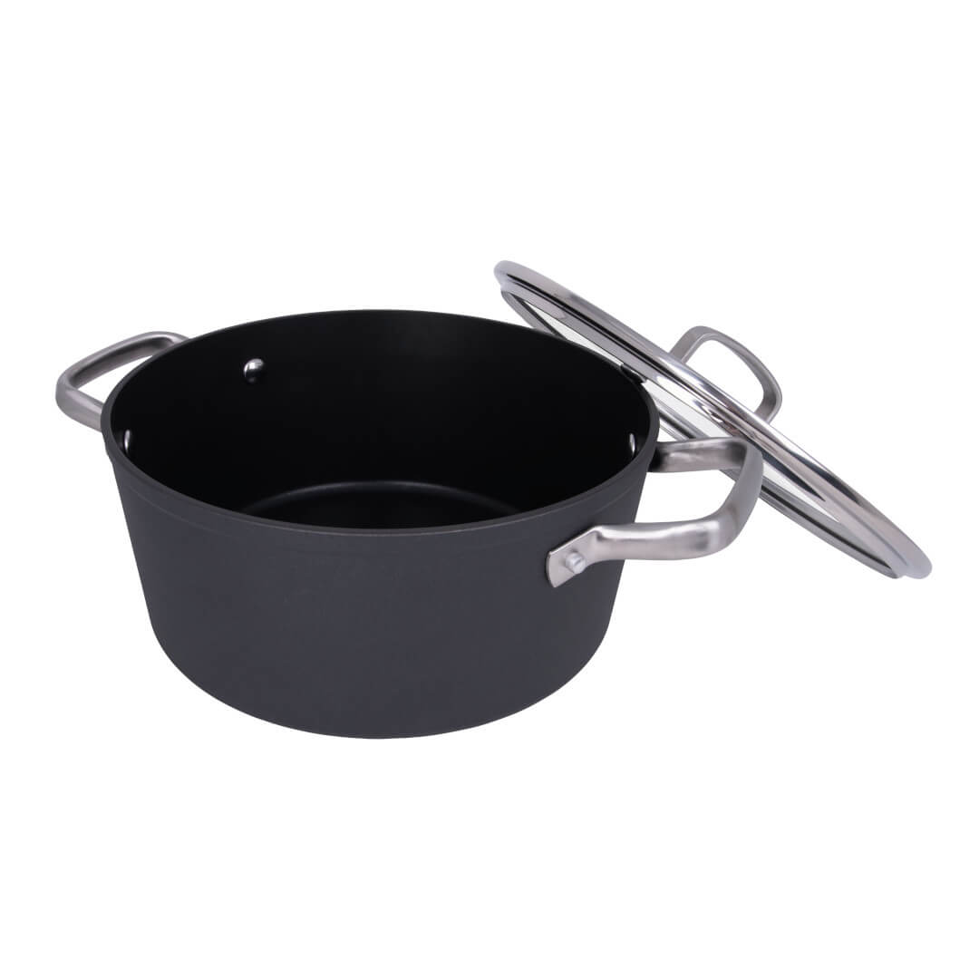 Panela antiaderente Samoa 16 cm preta com tampa