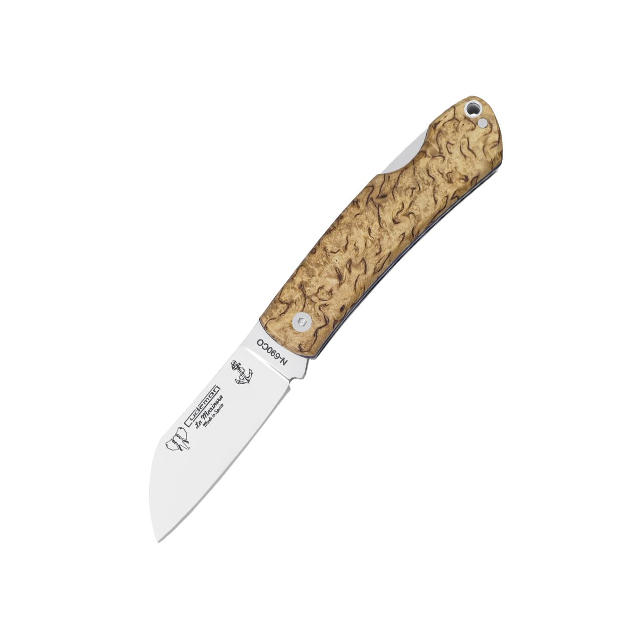 Couteau de poche Cudeman mod. Le marin. Manche en bouleau frisé.