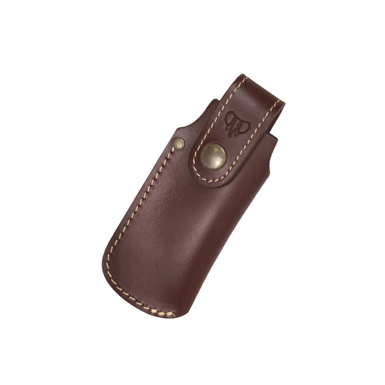 Navaja de bolsillo Cudeman mod. La marinera. Mango de ciervo. Funda de cuero.