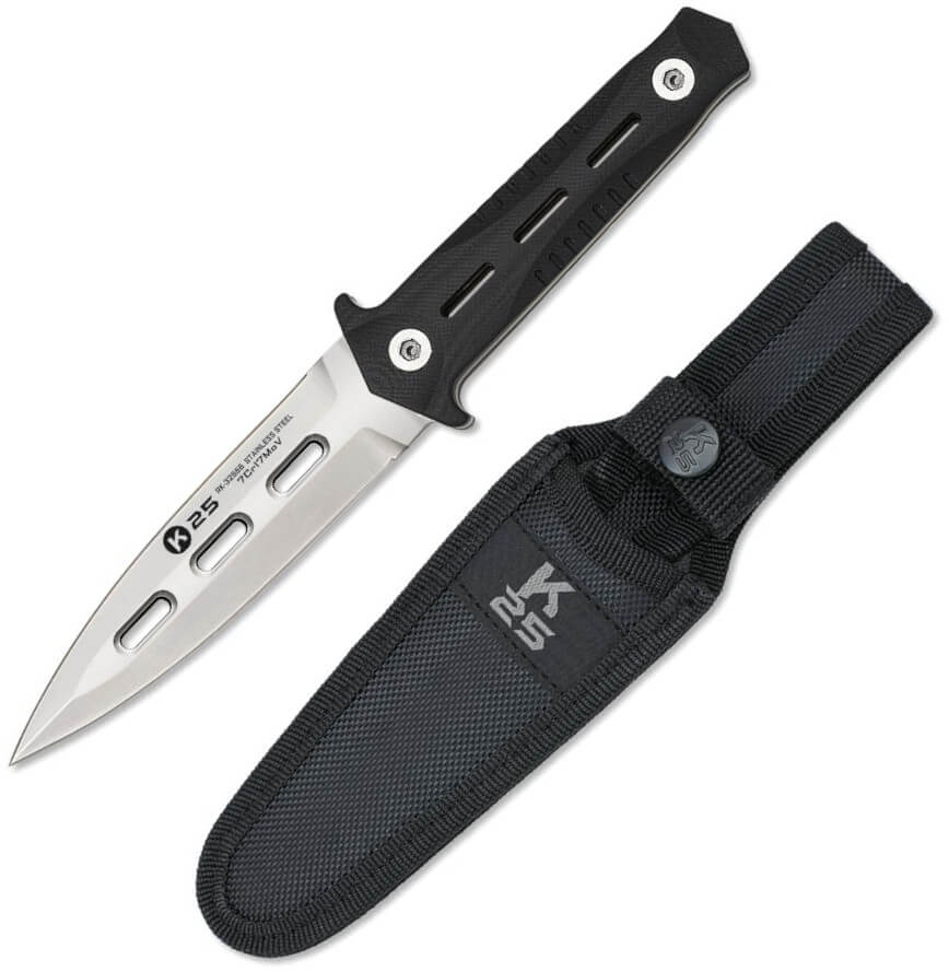 Faca para barco K25 com lâmina de 12,50 cm e cabo G10 preto