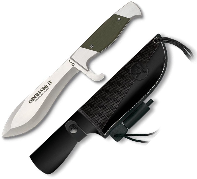 Couteau COMANDO IV, avec lame de 14,50 cm et G10 vert et manche e...