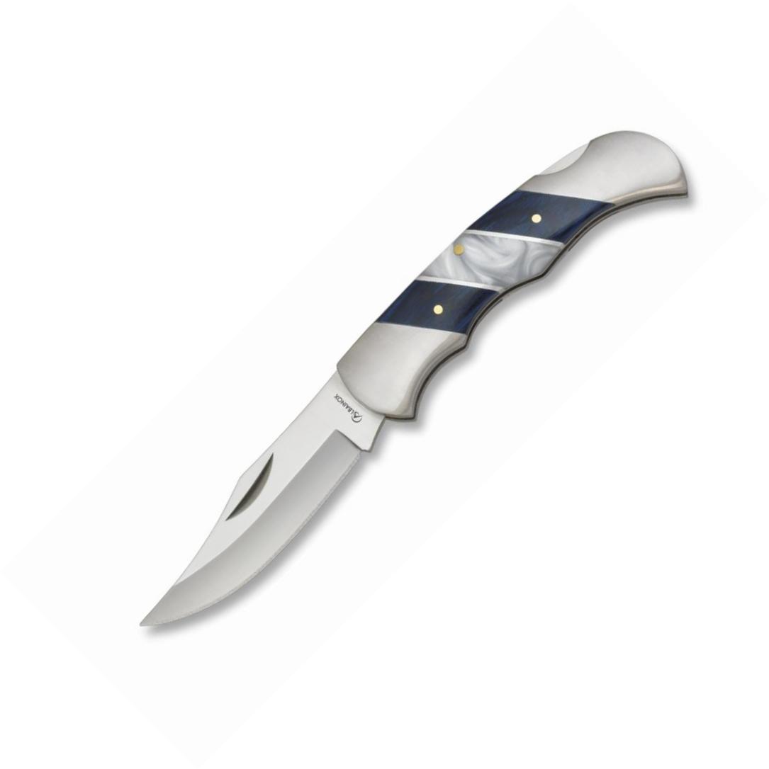 Navaja ALBAINOX con mango de stamina azul e imitación nácar, viro...