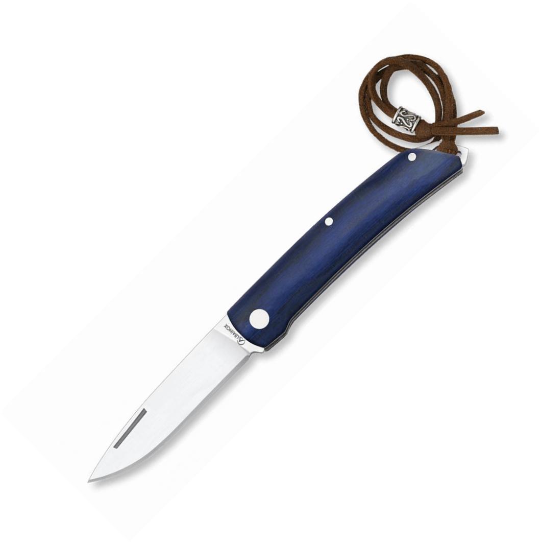Navaja Albainox con mango de stamina azul, cordón de polipiel y h...
