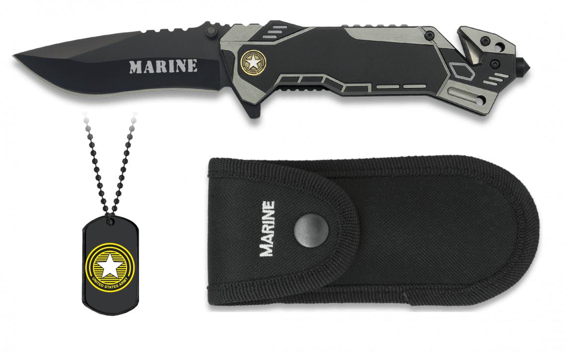 Navaja táctica Albainox MARINE con chapa, corta cinturón y hoja d...