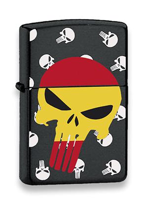 Briquet noir avec crâne du drapeau de l'Espagne