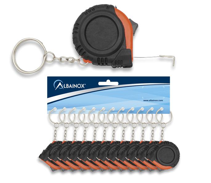 Keychain with a meter to measure up to 1 meter presented in a blister of 12 units