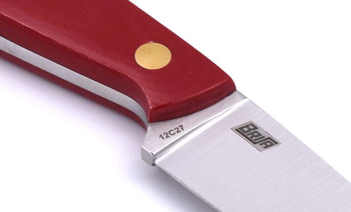 Cuchillo de cuello Brisa Necker 70 micarta roja funda kydex