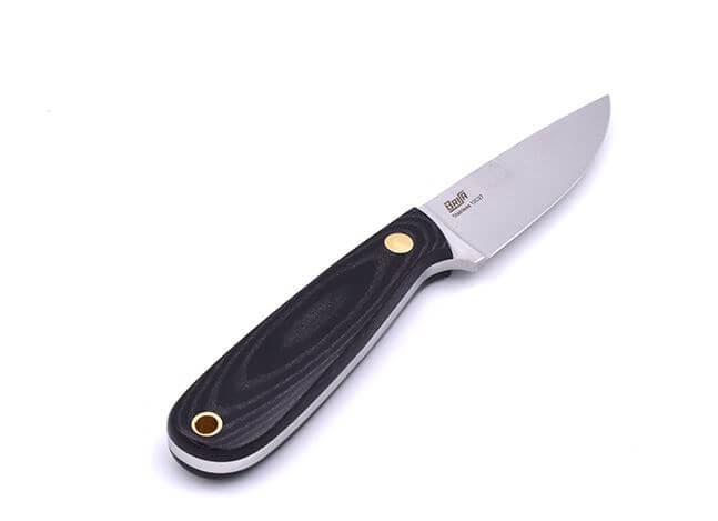 Cuchillo de cuello Brisa Necker 70 micarta negra con funda multip...