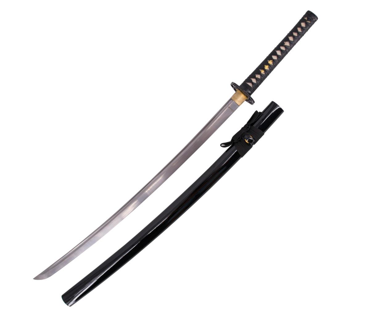 Katana preta funcional com bainha e bolsa