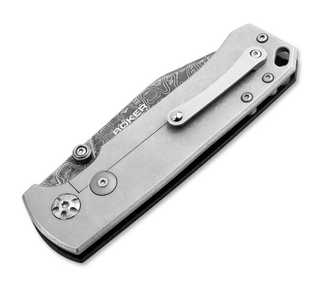 Boker Tiger collection knife with damascus steel blade and micarta handle