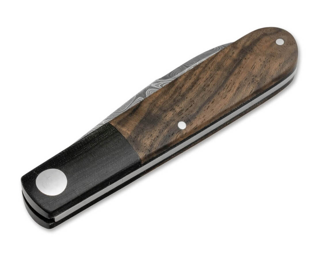 Boker Barlow Prime Tirpitz-Damast pocket knife with damascus blade and walnut handle