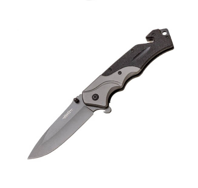 Navaja de rescate JKR PRO 10018 con mango de G10 y hoja de 9.5 cm con recubrimiento de titanio