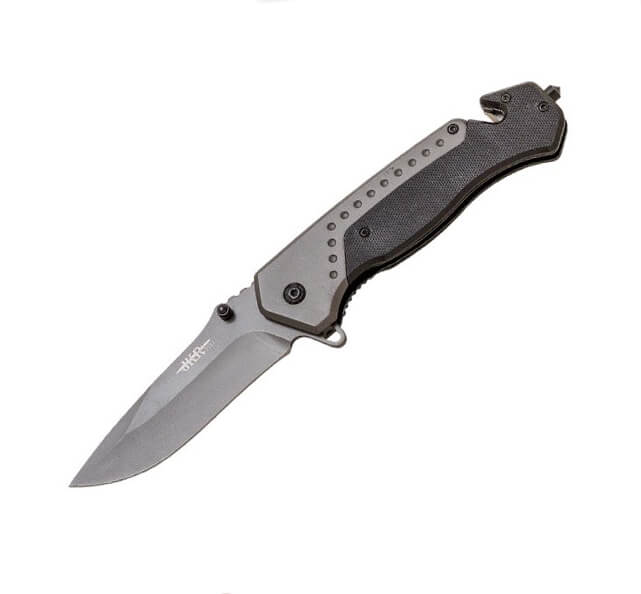 Navaja de rescate JKR PRO 10019 con mango de G10 negro y hoja de 9.5 cm con recubrimiento de titanio