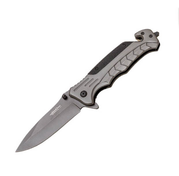 Navaja de rescate JKR PRO 10020 con mango de G10 negro y hoja de 9.5 cm con recubrimiento de titanio