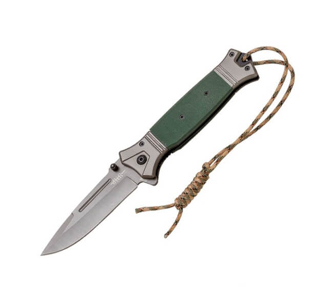 Couteau de sauvetage JKR PRO 10022 avec manche G10 vert et lame d...