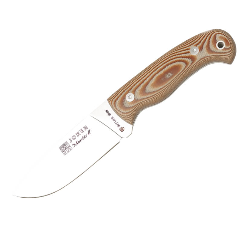 Joker Montés II hunting knife with brown micarta handle and 11 cm blade