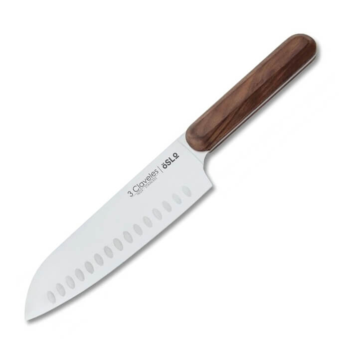 Cuchillo Santoku con mango de madera de nogal y hoja de 17.5 cm 3...