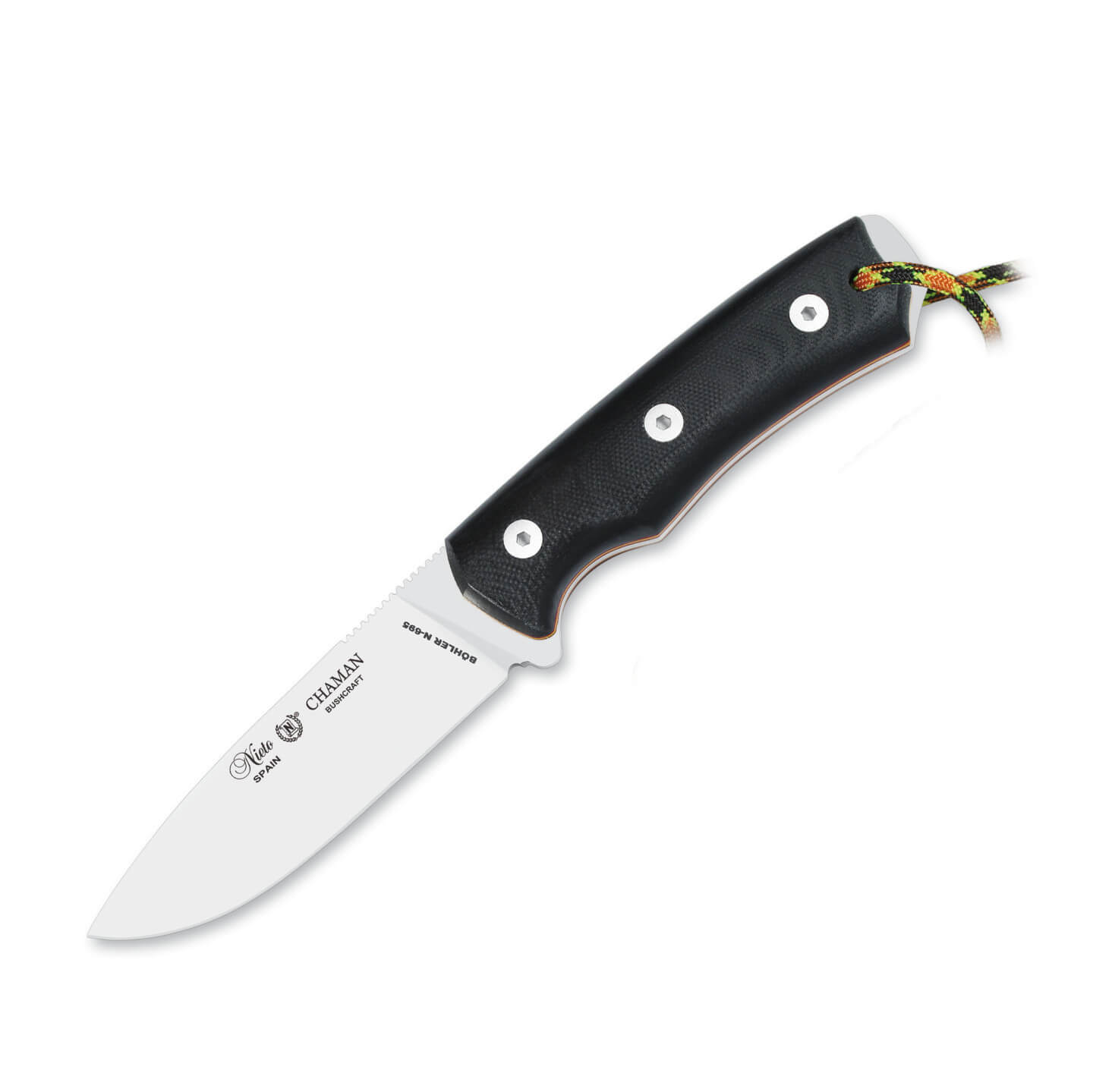Cuchillo Nieto Chamán Bushcraft con mango de G10 negro y hoja de ...