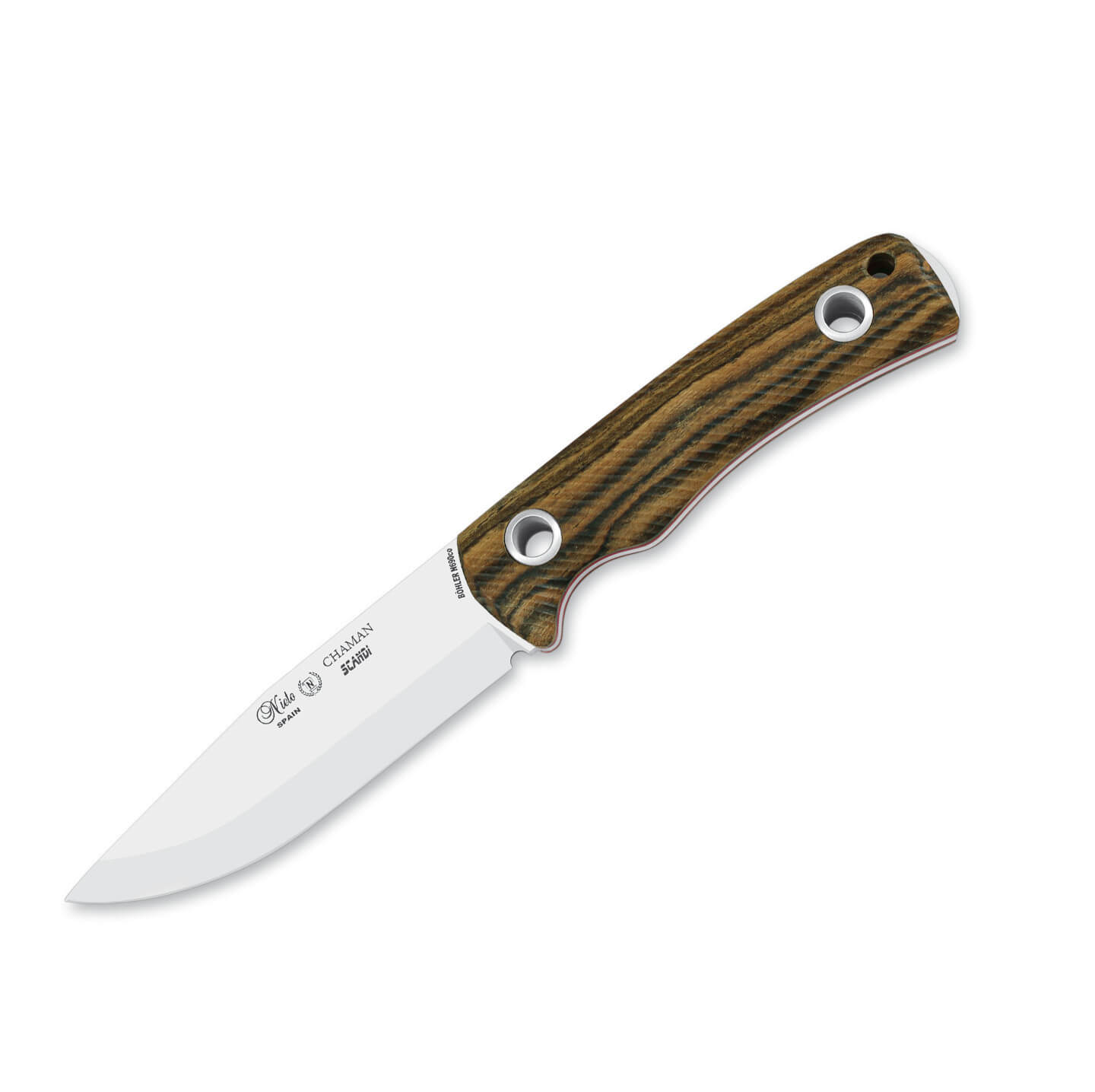 Cuchillo táctico Nieto Chamán Scandi con mango de bocote con hoja...