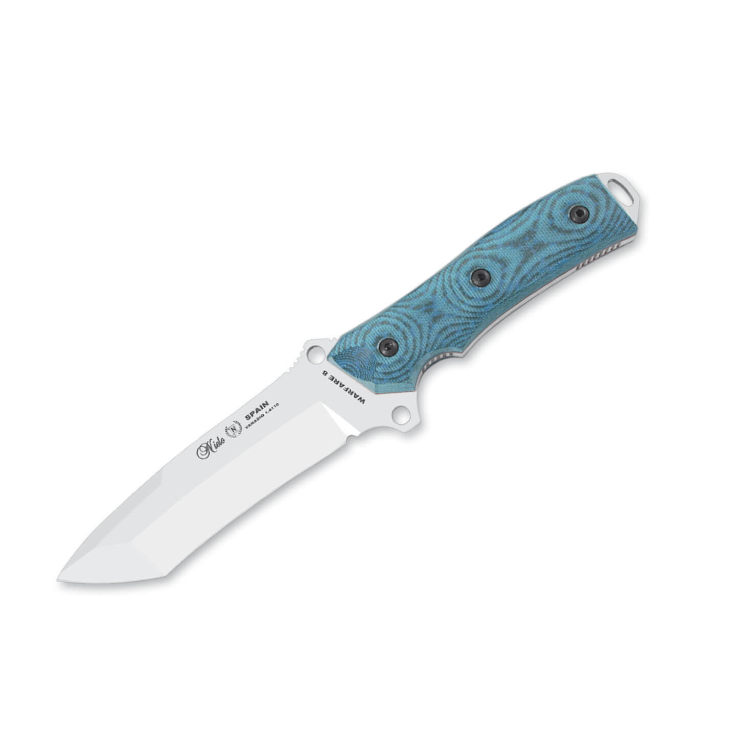 Cuchillo táctico Nieto Warfare con mango de katex azul y hoja de ...