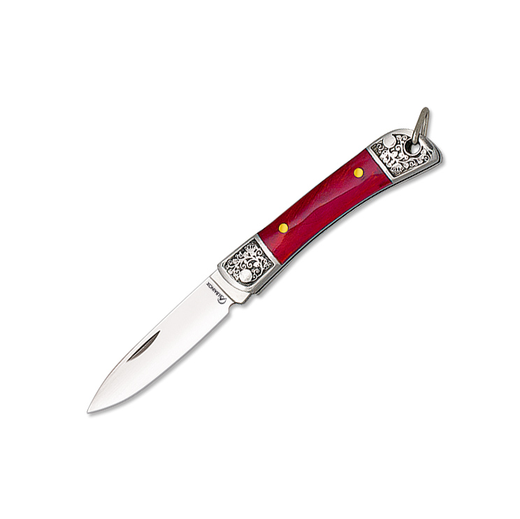 Navaja miniatura con mango de acrílico rojo y hoja de acero inox ...