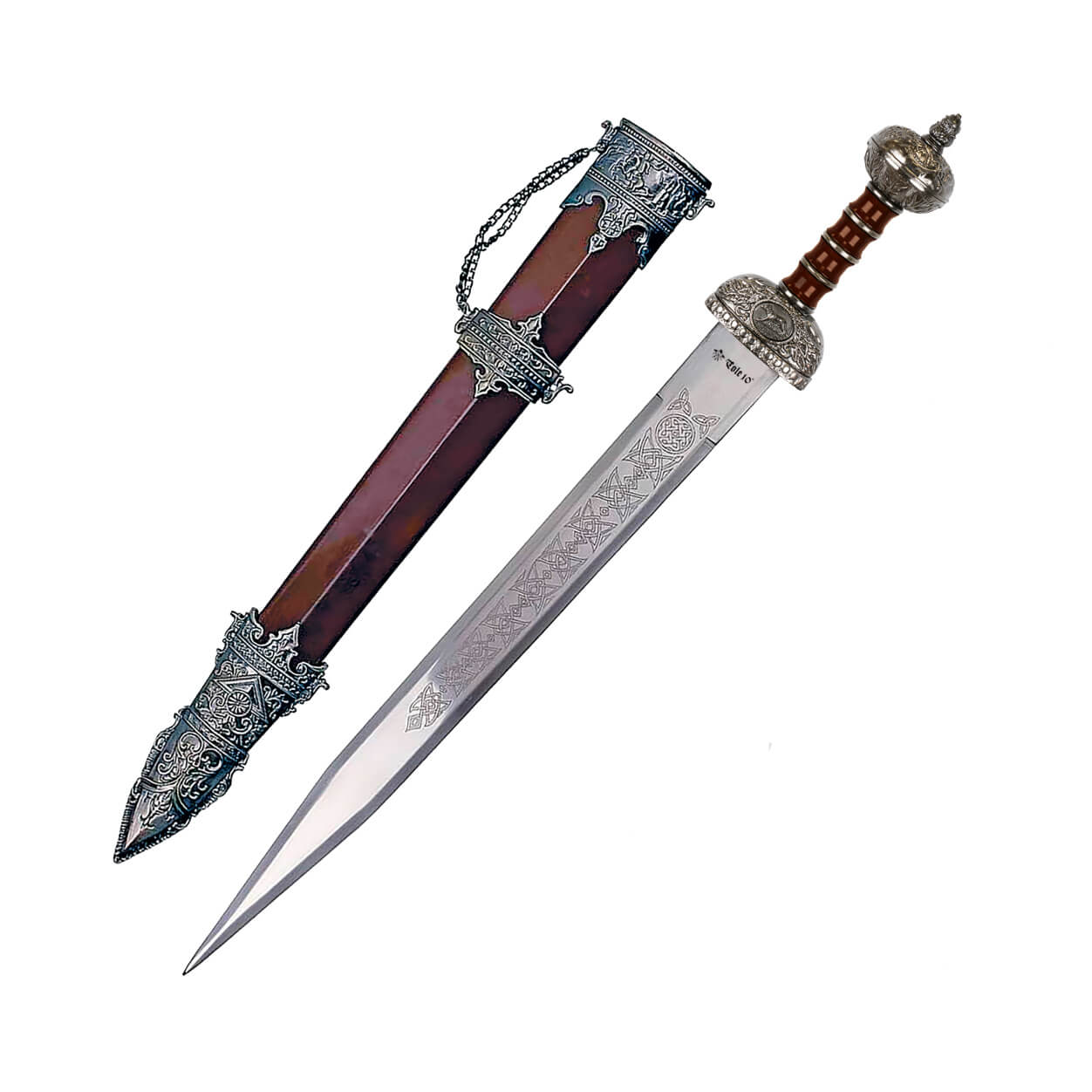 Épée romaine avec lame de 56,5 cm et manche en zamak et ABS