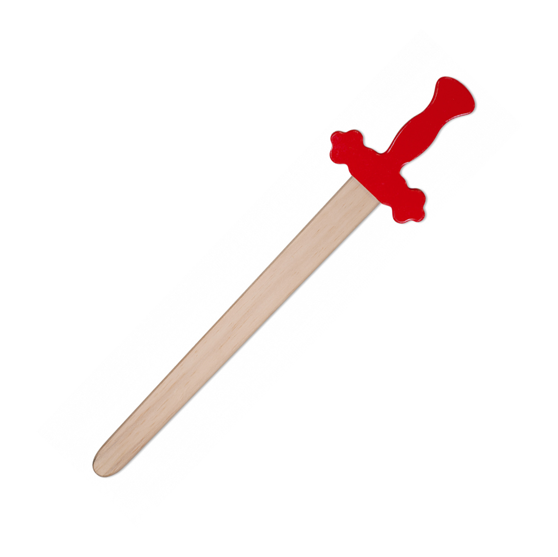 Épée en bois avec manche rouge et d'une longueur de 53,5 cm