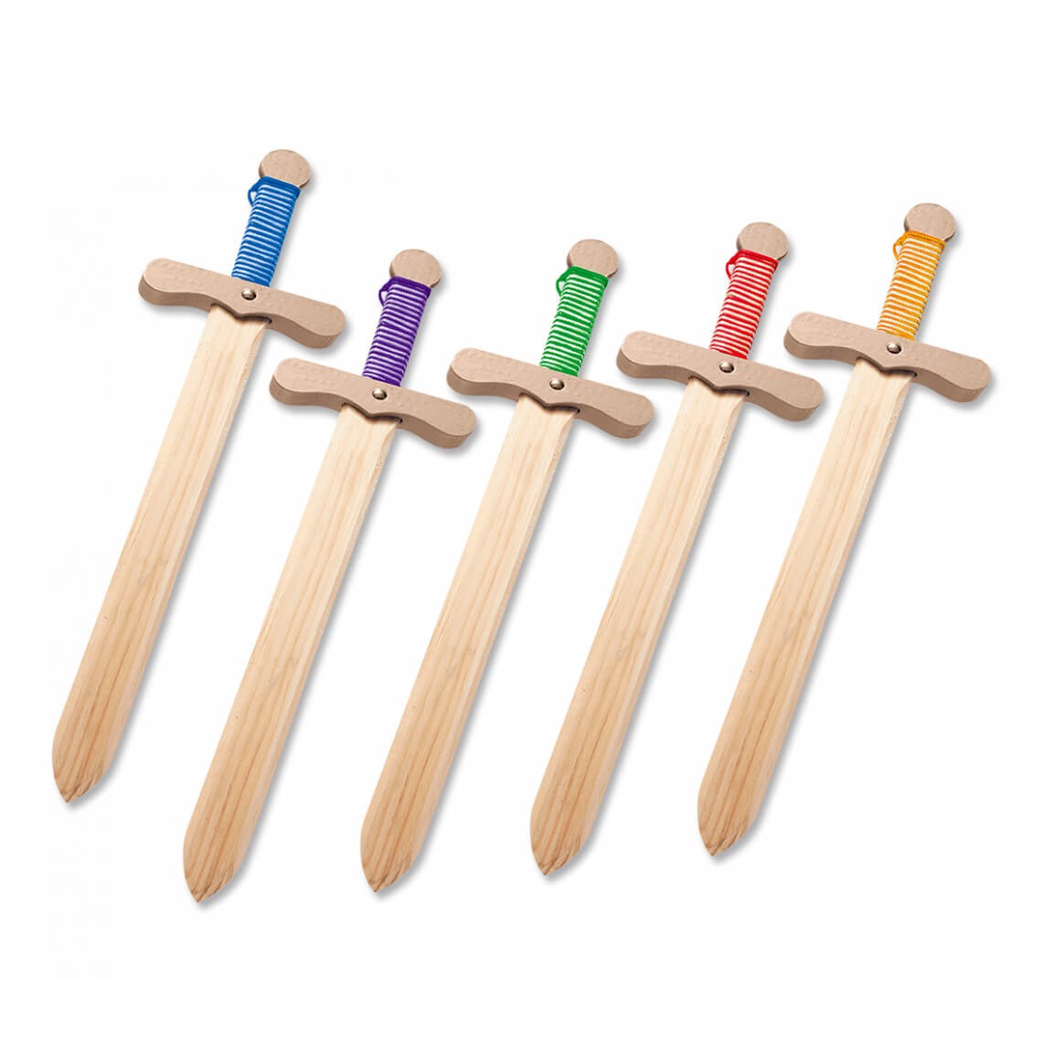 Épée en bois avec un manche de différentes couleurs et d'une long...