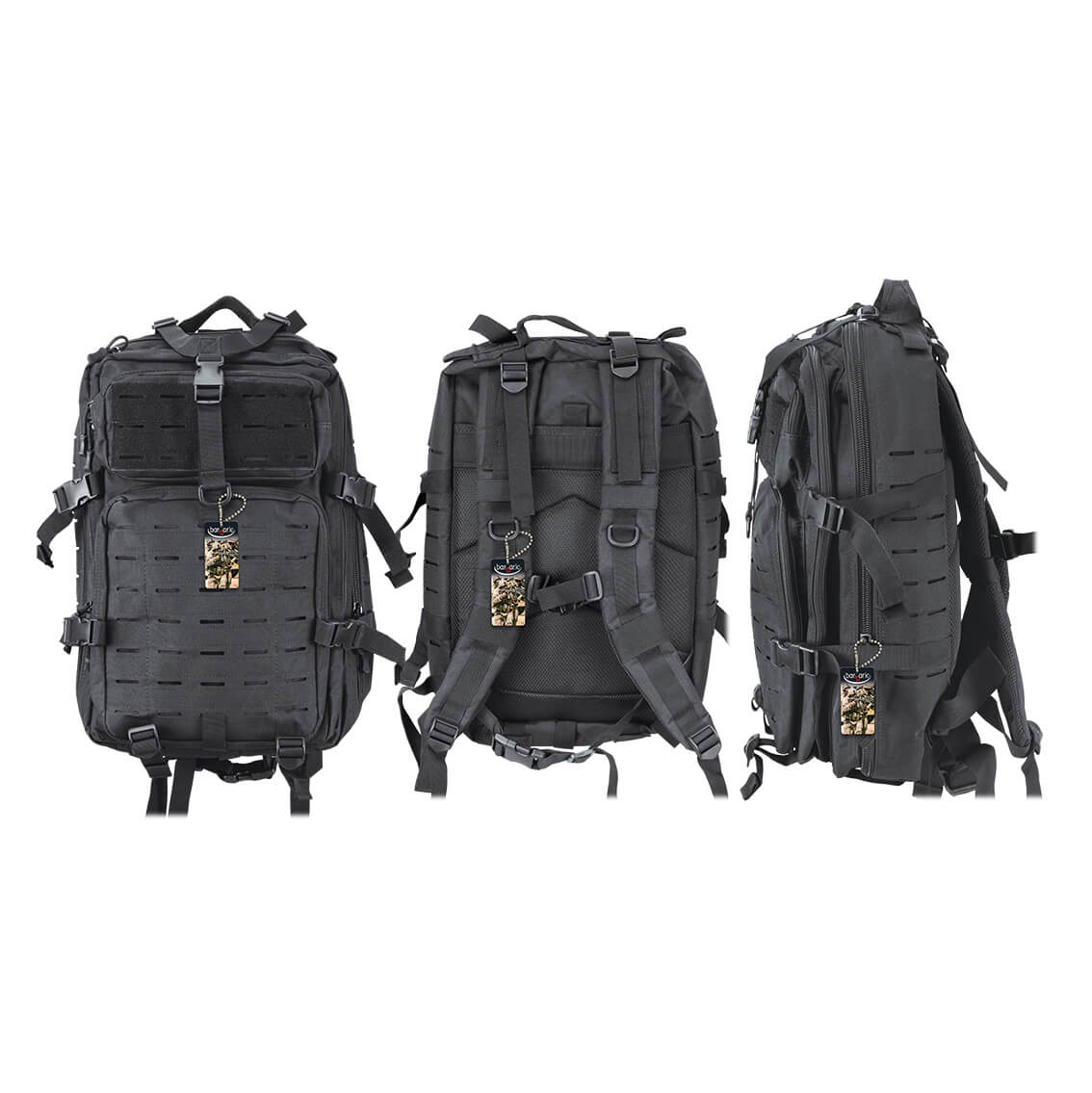 Mochila táctica negra con capacidad para 38 litros y sistema moll...