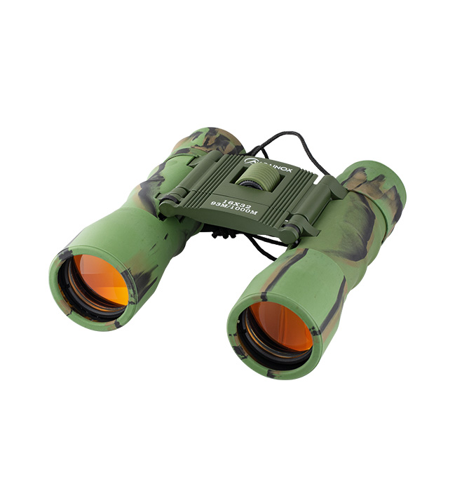 Binóculo verde camuflado com lentes rubi de ampliação 16x32