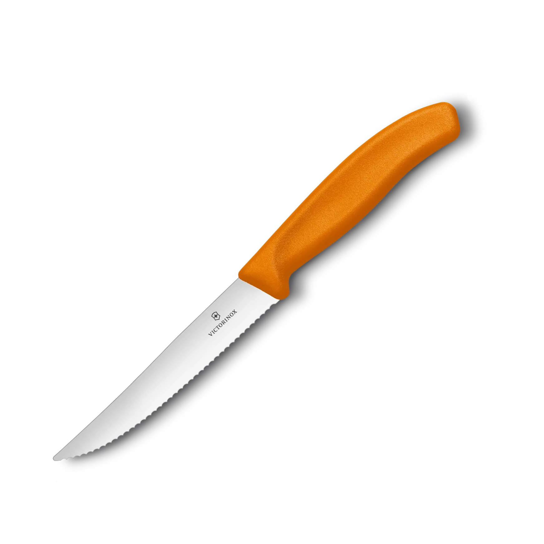 Cuchillo para bistec Gourmet Victorinox Swiss Classic filo dentado mango naranja