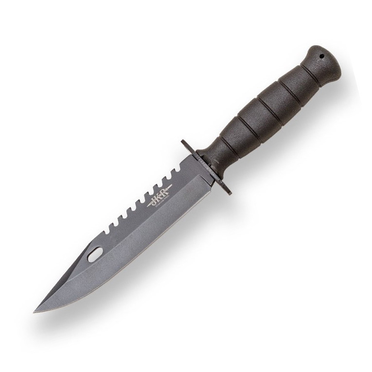 Cuchillo de combate con hoja negra tipo bowie de 16.5 cm y puño d...