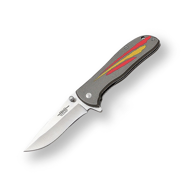 Navaja de bolsillo mango gris con bandera de España y hoja de 7.5...