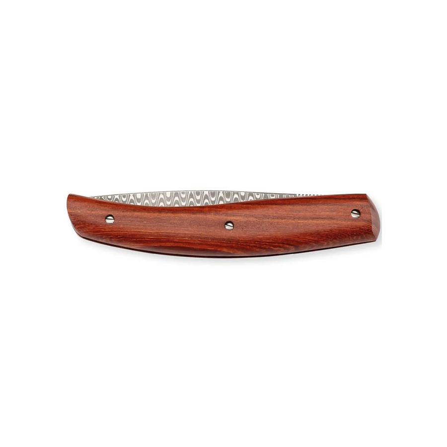 Pocket knife with 8.2 cm Damascus steel blade and red sandalwood handle